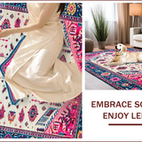 Ultra Soft Area Rug, Non Slip, Stain Resistant, Washable Area Rugs for Living Room, Bedroom, Rustic Colorful Geometric Arrangement(Pink)
