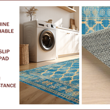 Ultra Soft Area Rug, Non Slip, Stain Resistant, Washable Area Rugs for Living Room, Bedroom, Rustic Oceanic Tiled Arrangement(Blue)