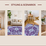 Ultra Soft Area Rug, Non Slip, Stain Resistant, Washable Area Rugs for Living Room, Bedroom, Whimsical Violet Ogee Pattern(Purple)