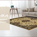 Ultra Soft Area Rug, Non Slip, Stain Resistant, Washable Area Rugs for Living Room, Bedroom, Rustic Earthy Traditional Motif(Beige)