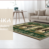 Ultra Soft Area Rug, Non Slip, Stain Resistant, Washable Area Rugs for Living Room, Bedroom, Rustic Earthy Patchwork Aesthetic(Green)