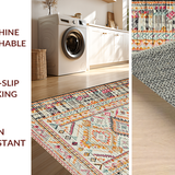 Ultra Soft Area Rug, Non Slip, Stain Resistant, Washable Area Rugs for Living Room, Bedroom, Eclectic Multi-Toned Braided Motif(White)