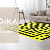 Ultra Soft Area Rug, Non Slip, Stain Resistant, Washable Area Rugs for Living Room, Bedroom, Dynamic Black and White Geometric Illusion(Yellow)