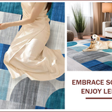Ultra Soft Area Rug, Non Slip, Stain Resistant, Washable Area Rugs for Living Room, Bedroom, Elegant Gray Geometric Motif(Blue)