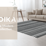 Ultra Soft Area Rug, Non Slip, Stain Resistant, Washable Area Rugs for Living Room, Bedroom, Black and White Striped Handmade Woven Design(Black)