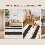 Ultra Soft Area Rug, Non Slip, Stain Resistant, Washable Area Rugs for Living Room, Bedroom, Textured Neutral Tones Motif(Brown)
