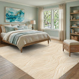 Beige and Neutral Beige Geometric Wave Area Rug