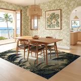 ODIKA Washable Tropical Palm Leaf Area Rug - Vintage Botanical Jungle Non-Slip Low Pile Rug