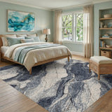 Navy Blue Marble Swirl Area Rug