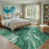 Green Abstract Area Green Marble Swirl Area Rug