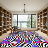 Abstract Animal Print Bold Funky Letters Rug