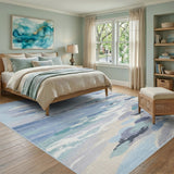 Coastal Ocean Waves Blue Area Rug