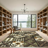 Rustic Floral Gingham Striped Quilt Rug