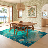 ODIKA Under the Sea Tropical Fish Washable Rug - Non-Slip Low Pile Area Rug