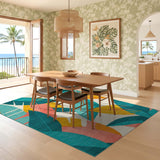 ODIKA Washable Tropical Leaf Pattern Low Pile Non-Slip Area Rug
