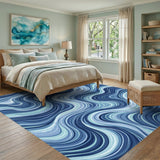 Swirl Blue Teal Swirl Abstract Area Rug