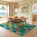ODIKA Tropical Pineapple Colorful Washable Area Rug - Non-Slip Low Pile