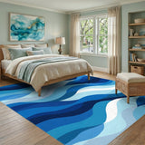 Blue Ocean Wave Coastal Area Rug