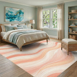 Orange Flowing Wave Abstract Area Rug