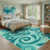 Teal Swirl Abstract No. 4 Area Rug