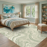 Abstract Area Green Marble Swirl Area Rug