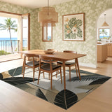 ODIKA Modern Tropical Leaf Washable Area Rug - Low Pile Non-Slip Floor Mat