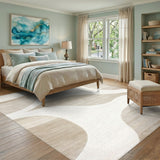Abstract Wave Neutral Area Rug