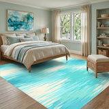 Blue Teal Water Ripple Coastal Area Rug