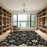 Soft Blue Yellow Floral Meadow Rug