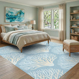 Blue Coral Branch Coastal Area Rug