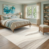 Wavy Beige and Neutral Beige Wavy Abstract Area Rug