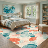 Blue Teal Abstract Pebble Area Rug