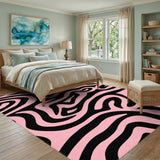 Pink Black Swirl Abstract Area Rug