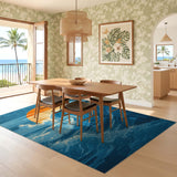 ODIKA Washable Retro Surfing Wave Area Rug - Low Pile Non-Slip Coastal Art