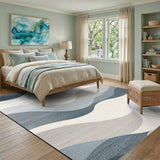 Blue Wave Abstract Blue and Teal Area Rug