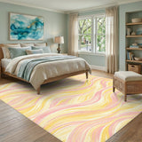 Pink Yellow Wave Abstract Area Rug