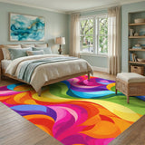 Vivid Rainbow Swirl Area Rug