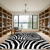 Bold Black White Striped Zebra Texture Rug