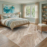Brown Tan Marble Abstract Area Rug