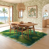 ODIKA Tropical Banana Leaf Washable Rug - Low Pile Non-Slip Botanical Area Rug