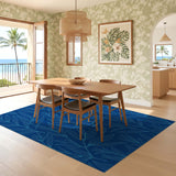ODIKA Washable Blue Botanical Leaf Area Rug - Non-Slip Low Pile