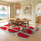 ODIKA Washable Watermelon Print Area Rug - Low Pile Non-Slip Nursery & Kitchen Décor