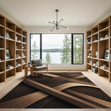 Brown Geometric Ribbon Abstract Overlay Rug