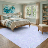 Blue and Teal Blue Wave Washable Area Rug