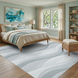 Grey Flowing Waves Geometric Rug