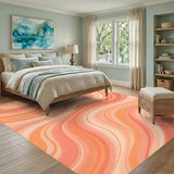 Flowing Orange Wave Abstract Area Rug