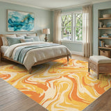 Yellow Swirl Yellow Swirl Abstract Area Rug