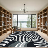 Monochromatic Zebra Stripe Abstract Rug