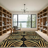 Luxury Black Gold Zebra Stripes Rug