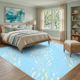 Blue Fish Shoal Washable Area Rug